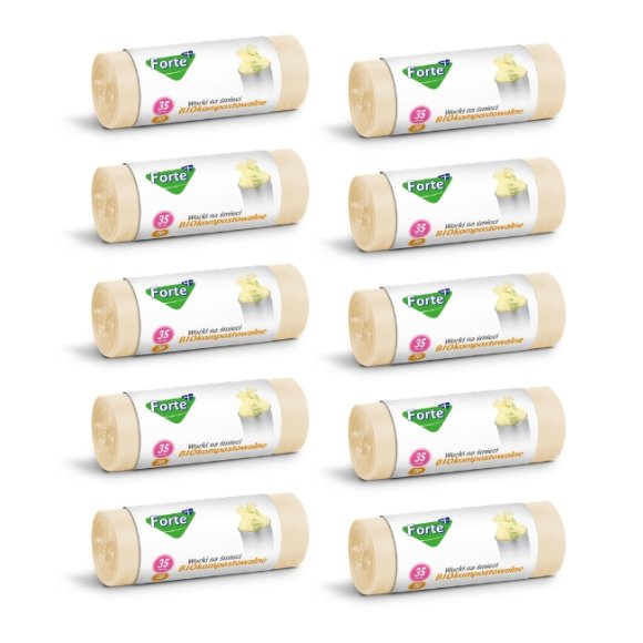 FORTE+ Komplet 10x Worki na śmieci 35 L / 20 szt. / BIOkompostowalne