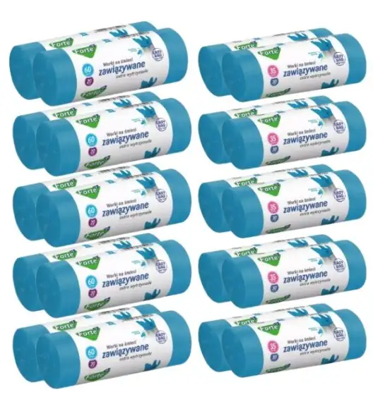 FORTE+ EASY-BAG Komplet 10x Worki na śmieci 35 L | 30 szt. + 10x Worki na śmieci 60 L | 20 szt / zawiązywane