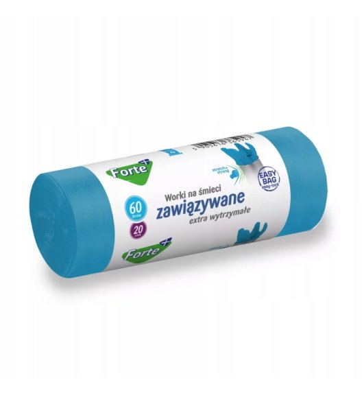 FORTE+ EASY-BAG Komplet 10x Worki na śmieci 60 L | 20 szt. / zawiązywane + 10x Worki na śmieci 60 L | 20 szt. / zawiązywane / zapach magnolia