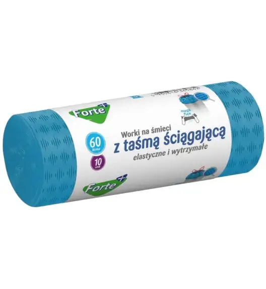 FORTE+ Komplet 10x Worki na śmieci 60 L | 10 szt.+ 10x Worki na śmieci 60 L | 10 szt. (zapach limonka) / LDPE / z taśmą i przetłoczeniami