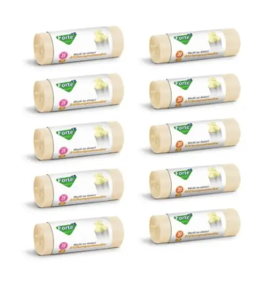 FORTE+ Komplet 5x Worki na śmieci 20 L | 20 szt. + 5x Worki na śmieci 35 L | 20 szt. / BIOkompostowalne