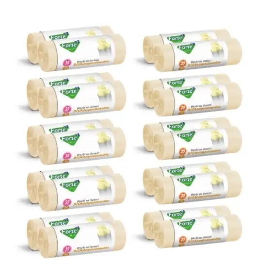 FORTE+ Komplet 10x Worki na śmieci 20 L | 20 szt. + 10x Worki na śmieci 35 L | 20 szt. / BIOkompostowalne