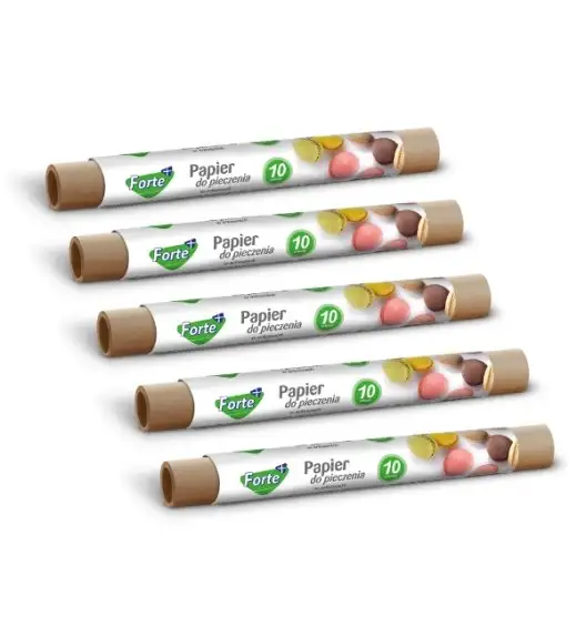 FORTE+ Komplet 5x Papier do pieczenia w arkuszach 10 szt. / rolka