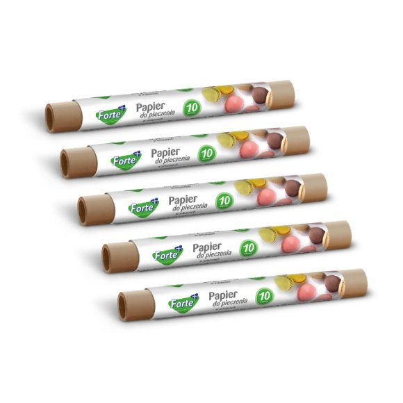 FORTE+ Komplet 5x Papier do pieczenia w arkuszach 10 szt. / rolka