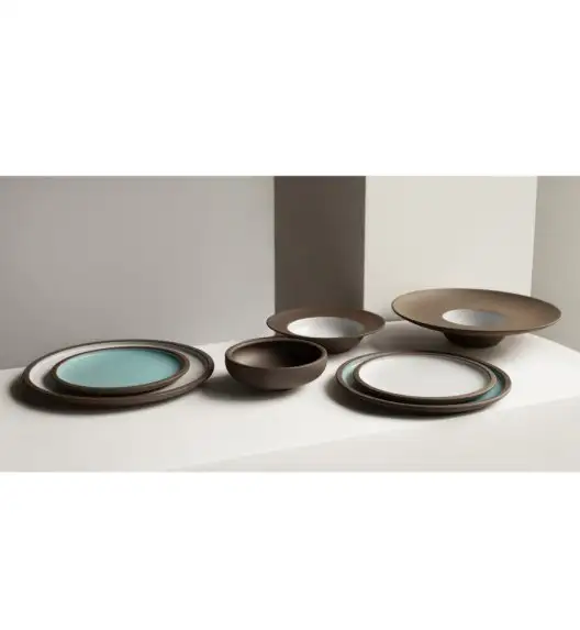 VERLO CHOCO Talerz płaski obiadowy 26 cm, brązowo-niebieski