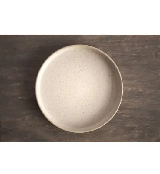 VERLO LESS Talerz płaski deserowy 22 cm z rantem, beżowy