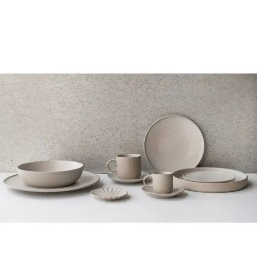 VERLO LESS Talerz płaski deserowy 22 cm z rantem, beżowy