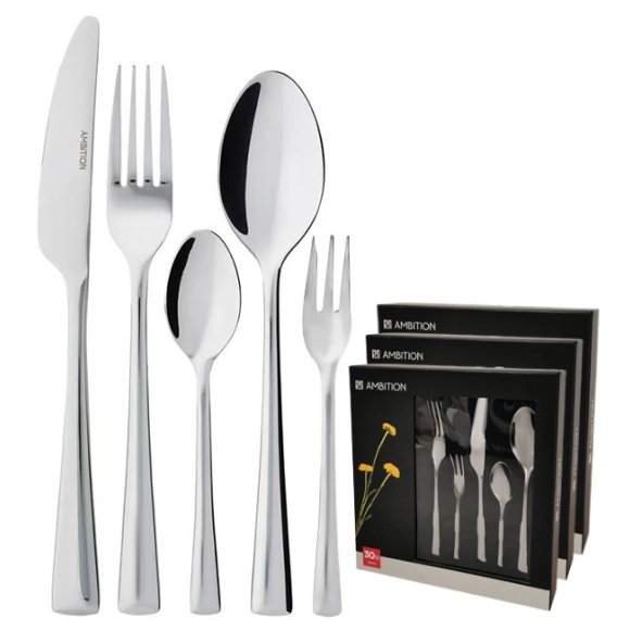 AMBITION SIENA Sztućce Komplet 90 el dla 18 osób / pudełko