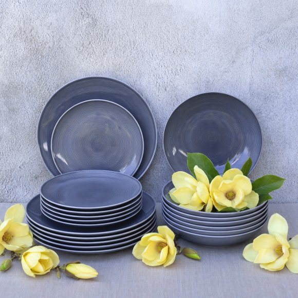 LUBIANA ETO MODERN K9 OPK Serwis obiadowy szaro-niebieski 18 el / 6 osób / porcelana ręcznie malowana