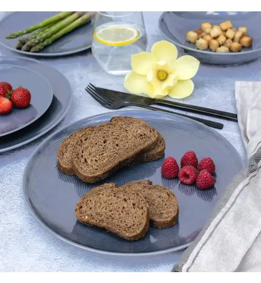 LUBIANA ETO MODERN K9 OPK Serwis obiadowy szaro-niebieski 54 el / 18 osób / porcelana ręcznie malowana