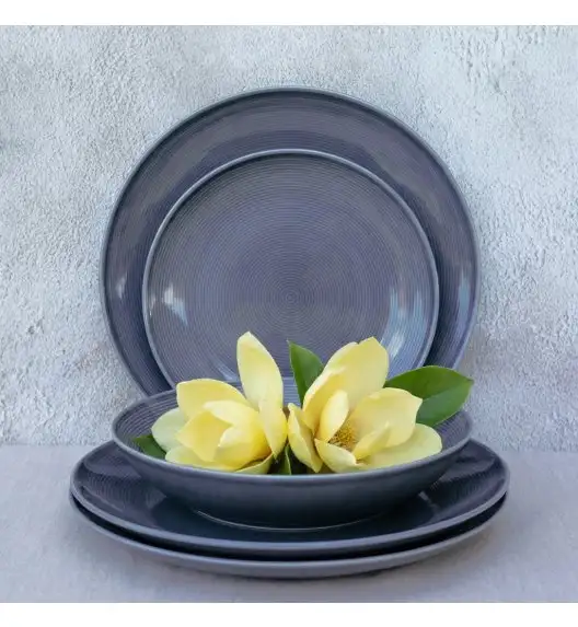 LUBIANA ETO MODERN K9 OPK Serwis obiadowy szaro-niebieski 54 el / 18 osób / porcelana ręcznie malowana