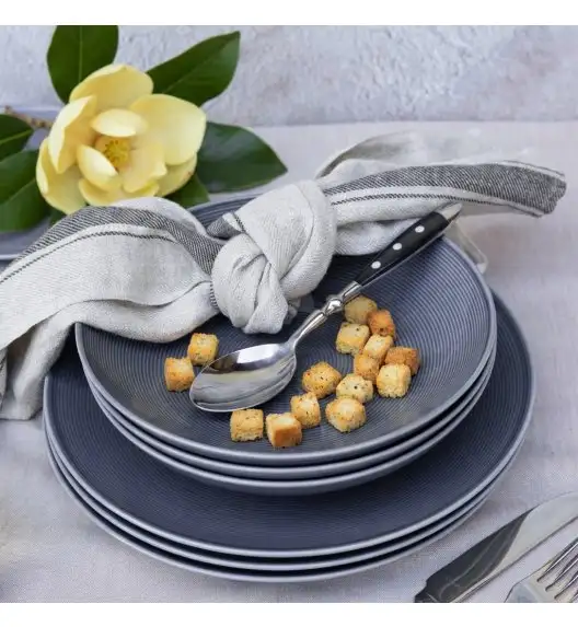 LUBIANA ETO MODERN K9 OPK Serwis obiadowy szaro-niebieski 72 el / 24 osób / porcelana ręcznie malowana