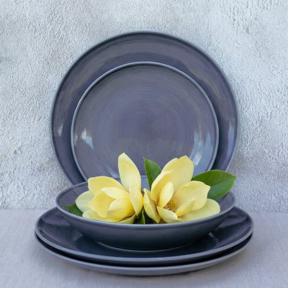 LUBIANA ETO MODERN K9 OPK Serwis obiadowy szaro-niebieski 72 el / 24 osób / porcelana ręcznie malowana