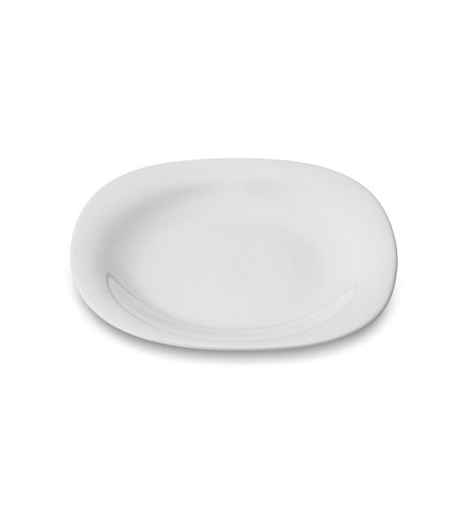 TADAR INES Talerz deserowy 20 cm / biały / kwadratowy / szkło hartowane