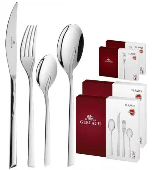 Gerlach Flames Sztućce Komplet 60 el (2x24+dodatki) pudełko / 12 osób / połysk