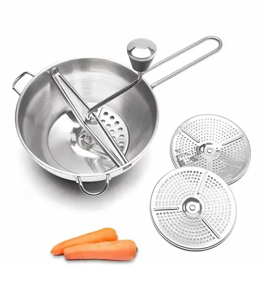 TADAR Przecierak do warzyw i owoców ze stali nierdzewnej / 3 wymienne ostrza